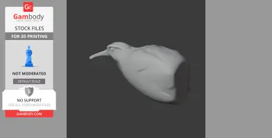 Smooth, minimalist 3D model of a long-billed bird, resembling an Australian painted-snipe.