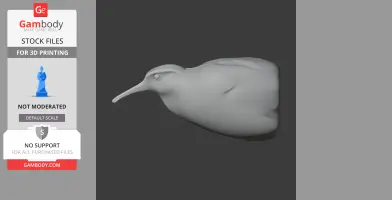 3D model of a smooth, abstract bird-like figure with a long beak, designed for 3D printing.