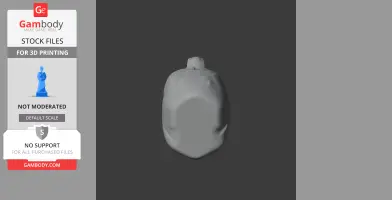 A minimalist 3D shape resembling a rounded, abstract form on a dark background.