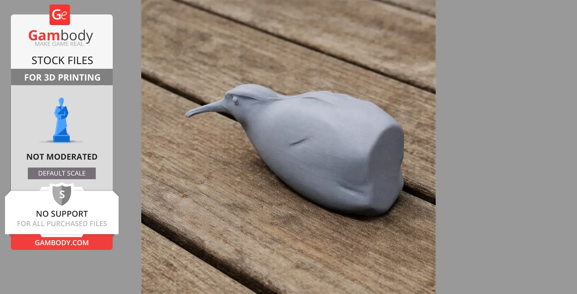 Gray 3D model of an Australian painted-snipe on a wooden surface.