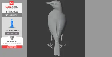 3D model of an Australian pipit, designed for 3D printing, with a sleek bird silhouette.