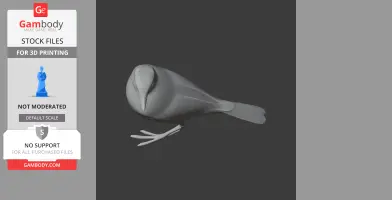 A 3D model of a bird-like creature for printing, with detailed wings, beak, and legs.