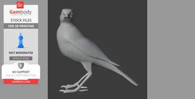 3D model of an Australian pipit, standing with detailed legs and tail, for 3D printing.