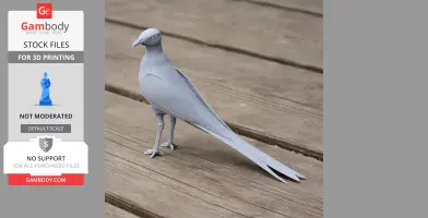 A 3D-printed model of an Australian pratincole bird, standing on a wooden surface.