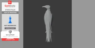 3D model of a stylized Australian pratincole, standing upright with minimal detail, intended for 3D printing.