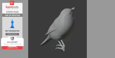 A 3D printed model of an Australian reed warbler in a standing pose, ready for 3D printing.