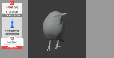 3D model of a small bird with detailed feathers and slender legs, set against a dark background.
