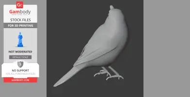 3D model of a prehistoric Australian reed warbler, in a standing pose, for 3D printing.