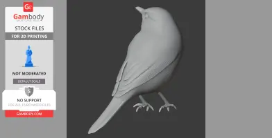 3D model of an Australian reed warbler, showcasing detailed feathers and perched stance.