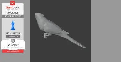3D model of an Australian ringneck parrot perched, designed for 3D printing.