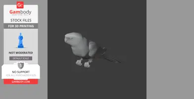 3D model of an Australian ringneck parrot, depicted in a neutral pose for 3D printing.