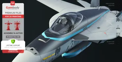 3D model of an F-18 Super Hornet aircraft cockpit, designed for 3D printing by Gambody.
