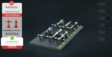 Model of F-18 Super Hornet missiles on a display stand, ready for 3D printing.