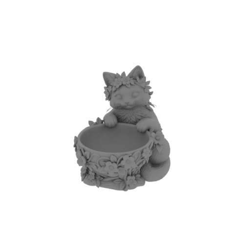 Flower Crown Cat Trinket Bowl.stl