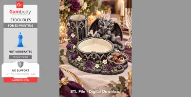 Gothic dragon organizer with candle holder and dish, adorned with roses and ornate detailing.