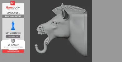A 3D model of a zebra head with an open mouth, designed as a wall hook for coats and keys.