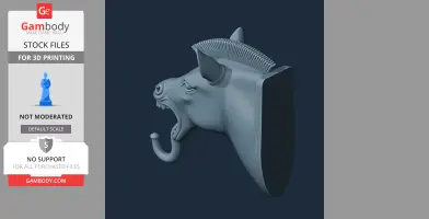 3D model of a zebra head wall hook with a mouth as a hook for hanging items.