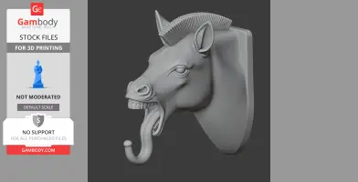 3D model of a zebra head wall hanger with exaggerated features for coats and keys.