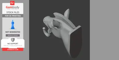 A 3D model of a zebra head wall hook for coats and keys, featuring a detailed mane and open mouth.