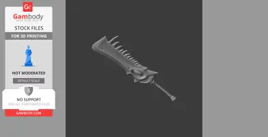 A detailed 3D model of a giant serrated sword with a skeletal design for cosplay.