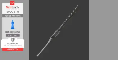 A long, jagged sword with a textured blade, designed as a cosplay prop for 3D printing.
