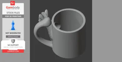 3D model of a mug with a zebra-head handle, designed for 3D printing.