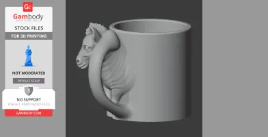 A 3D model of a mug with a zebra head and neck forming the handle.