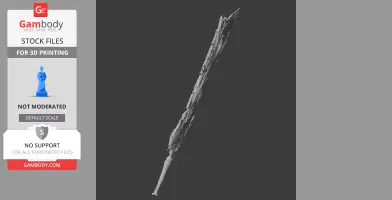 A detailed, ornate sword prop with a jagged blade, designed for cosplay, displayed for 3D printing.