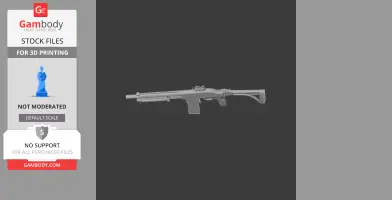 3D model of the Hawk Industries Type 97 shotgun prop for cosplay, shown in a side view.