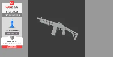 3D model of a Hawk Industries Type 97 shotgun, detailed for cosplay, in STL format for printing.