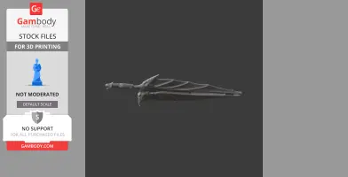 A detailed 3D model of a fantasy sword with a dragon-like hilt, designed for 3D printing.