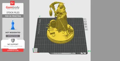 A robed figure with a scythe and lantern stands on a detailed base with skulls and tombstone elements.