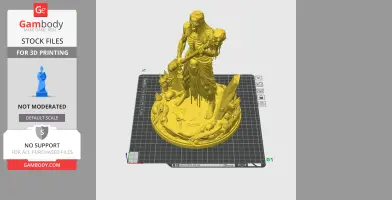 Gro-goroth character model, standing on a detailed base with skulls, for 3D printing.