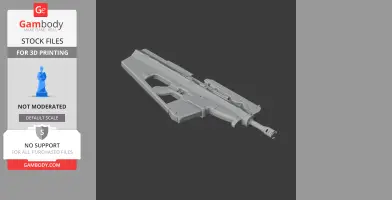 3D model of a futuristic rifle, styled as a cosplay prop from Cyberpunk 2077, for 3D printing.