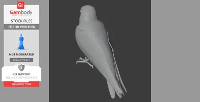 A 3D model of an Australian swiftlet perched on a branch, designed for 3D printing.