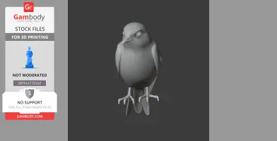3D model of an Australian swiftlet, featuring a stylized bird perched with a detailed beak and feet.
