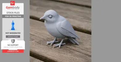 Gray 3D printed model of an Australian swiftlet bird on a wooden surface.