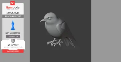 Gray 3D model of an Australian swiftlet, designed for 3D printing, showing detailed bird features.