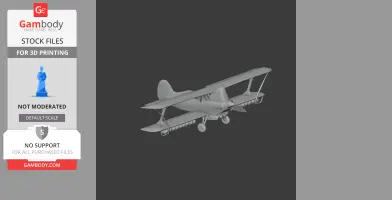 Gray 3D model of a biplane, Acro Sport II, for 3D printing.