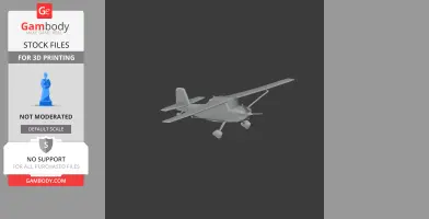 3D model of a small propeller aircraft for 3D printing, displayed on a gray background.