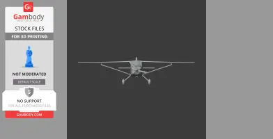 Front view of a 3D model of a small aircraft, designed for 3D printing.