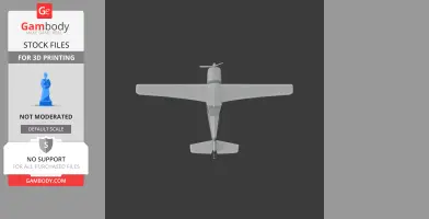 Top view of a 3D model of an aircraft, showcasing wings and propeller, for 3D printing.