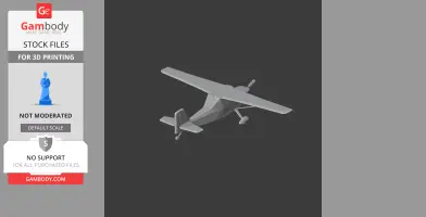 A grayscale 3D model of a small single-propeller aircraft viewed from above.