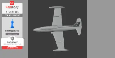 3D model of an Aermacchi MB-326 jet viewed from above, displayed on a dark background.