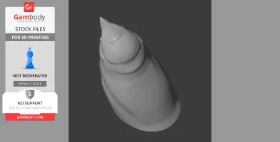 3D model of a rounded bird or animal with a pointed beak, viewed from above on a dark background.