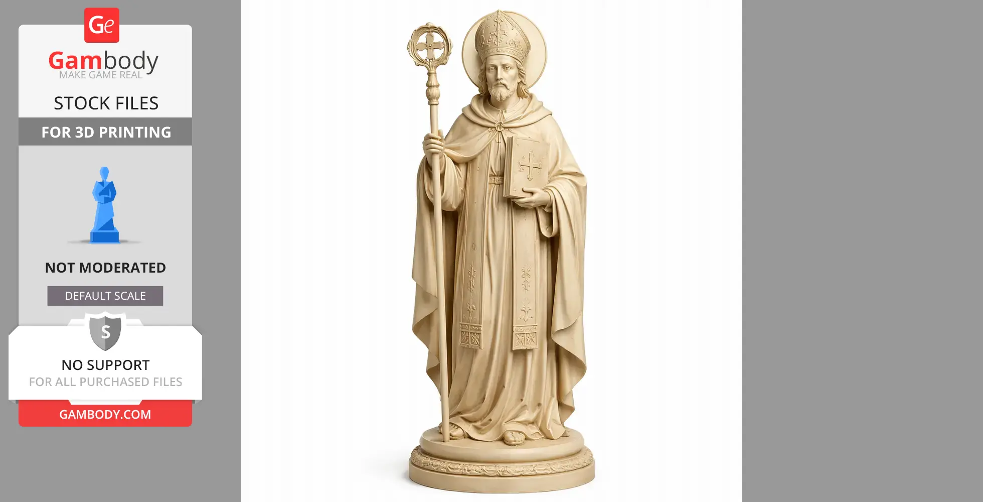 Saint Aldebrandus - Devotional Statue - STL 3D Print