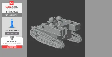 3D model of a Carden Loyd tankette with two figures inside for 3D printing.