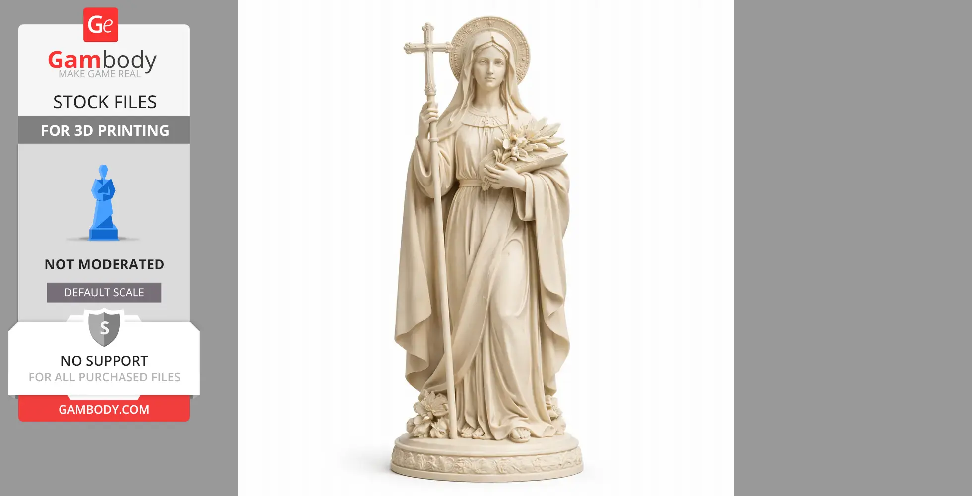 Saint Aldegund - Devotional Statue - STL 3D Print