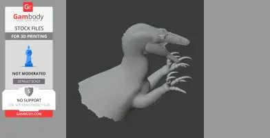 3D model of an Australovenator dinosaur, featuring a detailed head and large claws, for printing.