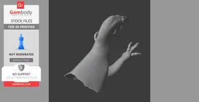 3D model of Australovenator dinosaur, partial body with head and arm visible, for 3D printing.